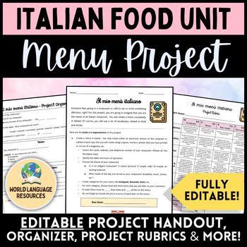 Preview of Italian Food Unit - Menu Project - Il cibo e le bevande