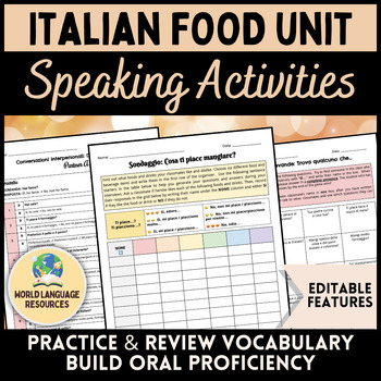 Preview of Italian Food Unit - Speaking Activities and Assessments - Il cibo e le bevande