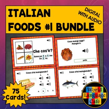 Preview of ITALIAN FOODS BOOM CARDS ⭐ Set #1 ⭐ Italian Flashcards Italian Boom Cards