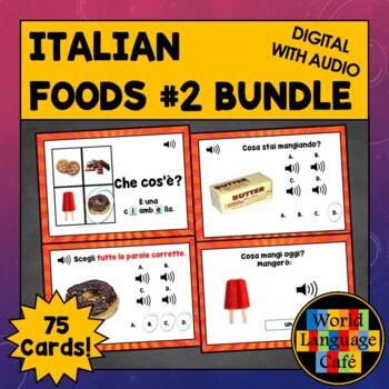 Preview of ITALIAN FOODS BOOM CARDS ⭐ Set #2 ⭐ Italian Flashcards Italian Boom Cards