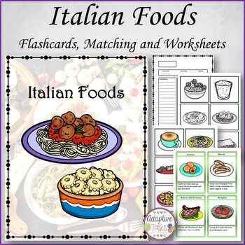 italian foods flashcards matching and recipe worksheets