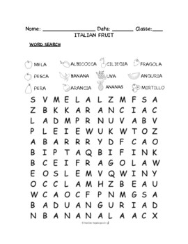 Preview of Italian Fruit PUZZLES & WORKSHEETS | Crossword, Matching, Word search + MORE