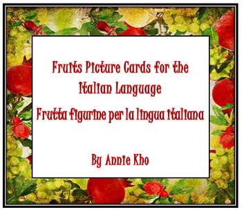 Preview of Italian Fruits Picture Cards and Worksheets