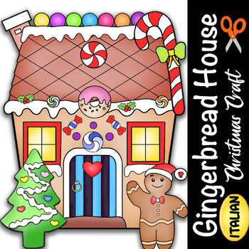 Preview of Italian Gingerbread House Craft : Christmas Coloring Pages and Writing - Natale