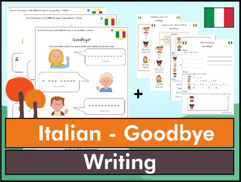 Preview of Italian Goodbye Writing Worksheet Bundle - K to 6