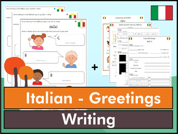 Preview of Italian Greetings Writing Worksheet Bundle K to 6