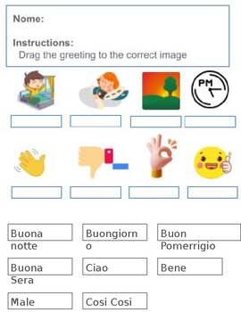 Preview of Italian Greetings interactive worksheet