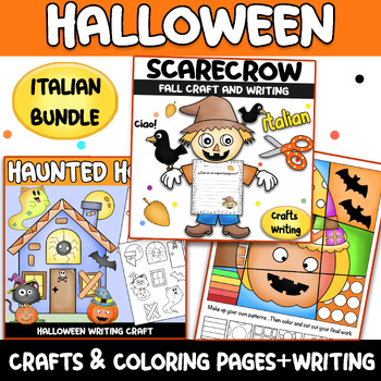 Preview of Italian Halloween Bundle - Haunted House Craft, Coloring Pages, Pop Art, Writing