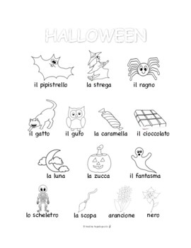 Preview of Italian Halloween COLORING & HANDWRITING PAGES