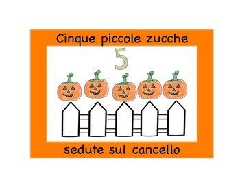 Preview of Italian Halloween EMERGENT READER | Cinque Piccole Zucche
