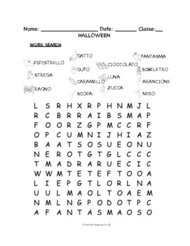 Preview of Italian Halloween PUZZLES & WORKSHEETS | Crossword, Matching, Word search + MORE