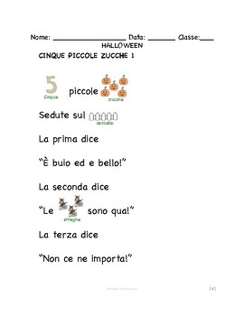 Preview of Italian Halloween REBUS SONG | Cinque piccole zucche