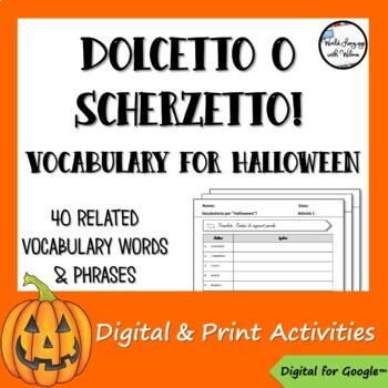 Preview of Italian Halloween Vocabulary + Activity Unit - Digital for Distance Learning