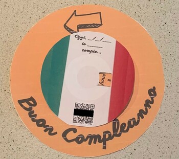 Preview of Italian Happy Birthday Gift Card with QR CODE with song (Printable Craft)