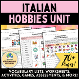 Italian Hobbies Unit - I passatempi in italiano e il verbo