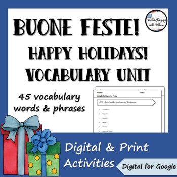 Preview of Italian Holiday Vocabulary + Activity Unit - Digtal, Print, + Google