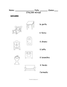 Italian House PUZZLES WORKSHEETS Crossword Matching Word search