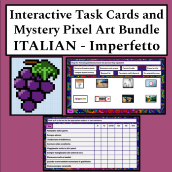 Preview of Italian Imperfetto Digital Mystery Art and Interactive Task Cards Bundle
