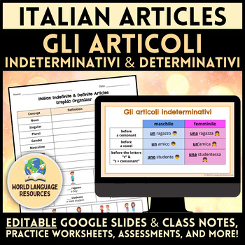 Preview of Italian Indefinite and Definite Articles, Nouns, Gender