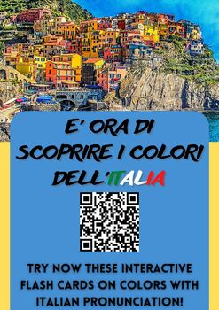 Preview of Italian Interactive Flash Cards on Colors! Italian Pronunciation with QR CODES!