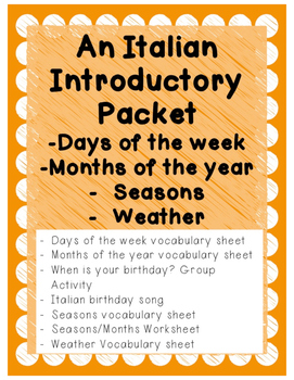 Preview of Italian Introductory Packet D - Days/Months/Weather/Seasons