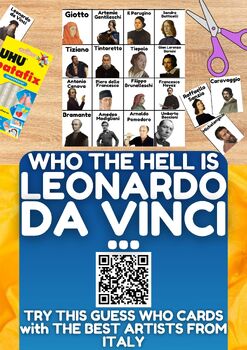Preview of Italian Language Guess Who Game Cards on Famous Artists from Italy - PDF