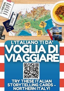 Preview of Italian Language 80 Storytelling Cards on "Travelling around Northern Italy"