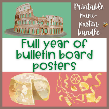 Preview of Italian Language Bulletin Board Poster Set - full school year