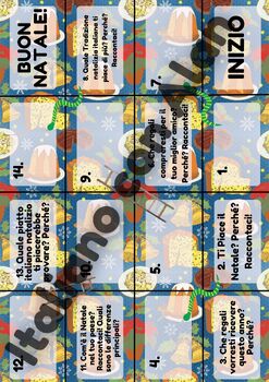 Preview of Italian Language Christmas Time Snakes and Ladders Game