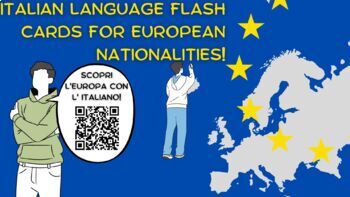 Preview of Italian Language FLASH CARDS for EUROPEAN Nationalities! Ideal for FUN LEARNING!