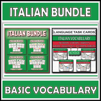 Preview of Italian Vocabulary Match & Assessment Cards Bundle