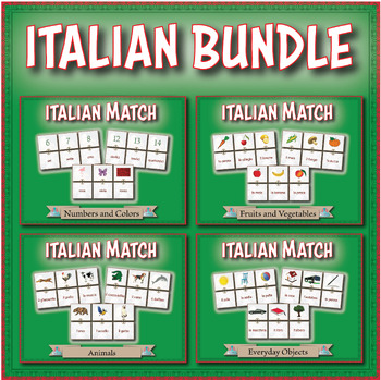 Preview of Italian Vocabulary Match Bundle