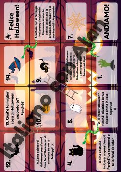 Preview of Italian Language Speaking Halloween Snakes and Ladders Game