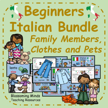 Preview of Italian Lesson Bundle : Family members, clothes and pets