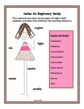Preview of Italian:Family Lesson Famiglia