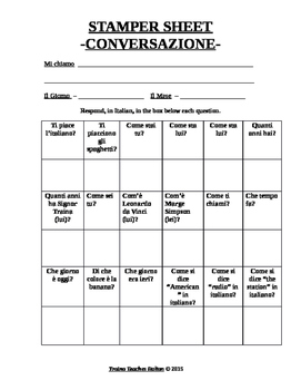 Preview of Italian Made Simple: Basic Conversation Activity Sheet