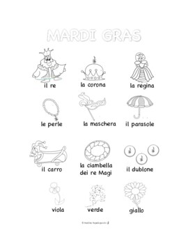 Preview of Italian Mardi Gras COLORING & HANDWRITING PAGES