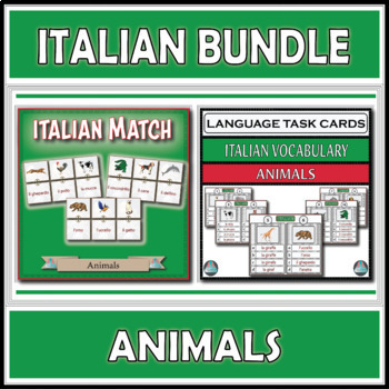 Preview of Italian Match & Assessment Task Cards - Animals Bundle