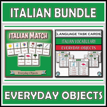 Preview of Italian Match & Assessment Task Cards - Everyday Objects Bundle