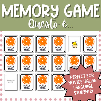 Preview of Italian Memory Game | QUESTO È | Vocabulary in Context Activity