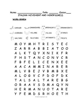 Preview of Italian Movement & Mindfulness PUZZLES & WORKSHEETS