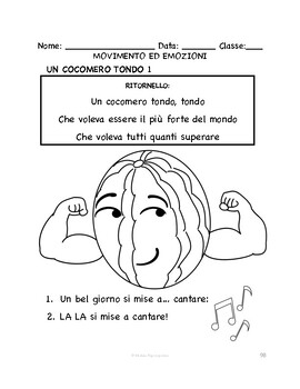 Preview of Italian Movement & Mindfulness | SONG LYRICS & COLORING PAGES | Felice, Giro...