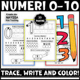 Italian Numbers 0-10: Write Trace and Color Traccia e Colo