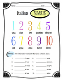 Italian Numbers 1-10 Worksheet Packet