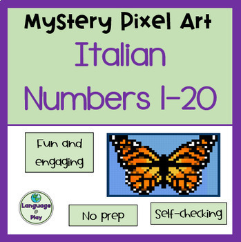 Preview of Italian Numbers 1 - 20 uno a venti Mystery Picture Activity Digital Art Google
