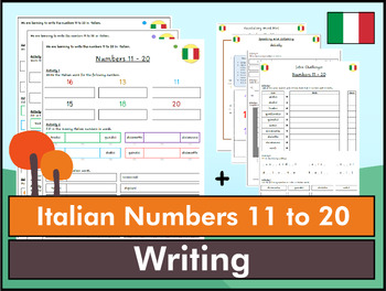 Preview of Italian Numbers 11 to 20 Writing Bundle - K to 6