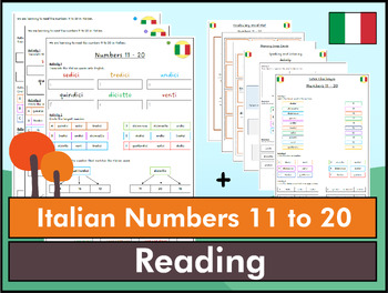 Preview of Italian Numbers 11 to 20 Reading Bundle - K to 6