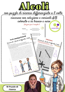 Preview of Italian: Organic Chemistry | Homologous series of alcohols | Word Search