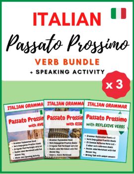 Preview of Italian Passato Prossimo BUNDLE (w/ Avere, Essere, Reflexive, Activity) + BONUS