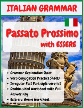Preview of Italian Passato Prossimo Verbs (w/ Essere) - Grammar Worksheets + Reference
